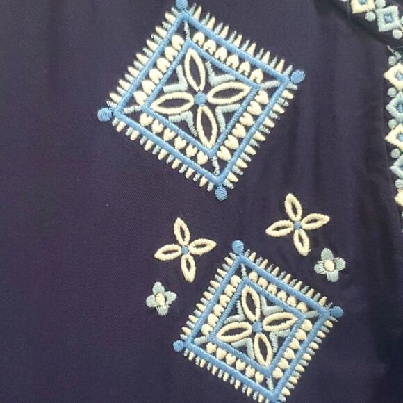 Southern Tide Womans Boho Embroidered Navy Blue Blouse , Size Large - Picture 2 of 6